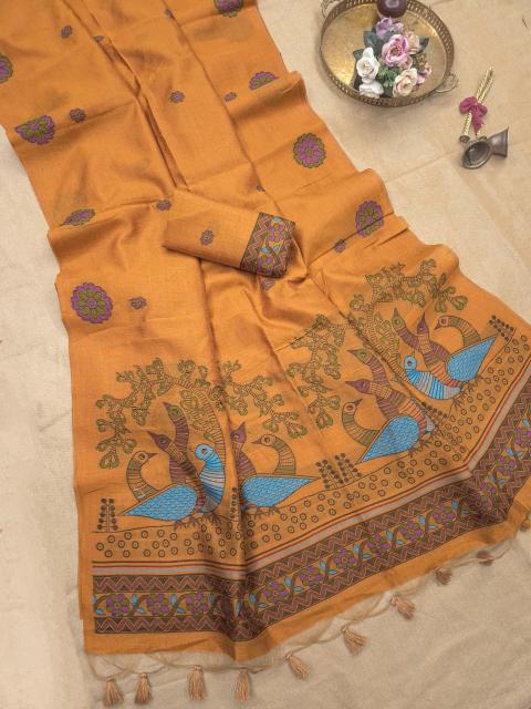 Akshara jute linen saree premium wholesale clothing